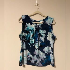 Calvin Klein Women's Blue Floral Tank Blouse XL